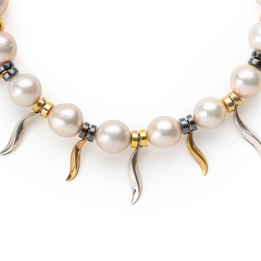Collana girocollo in perle ed ematite FLAME | CL EMAT PERLE7EL